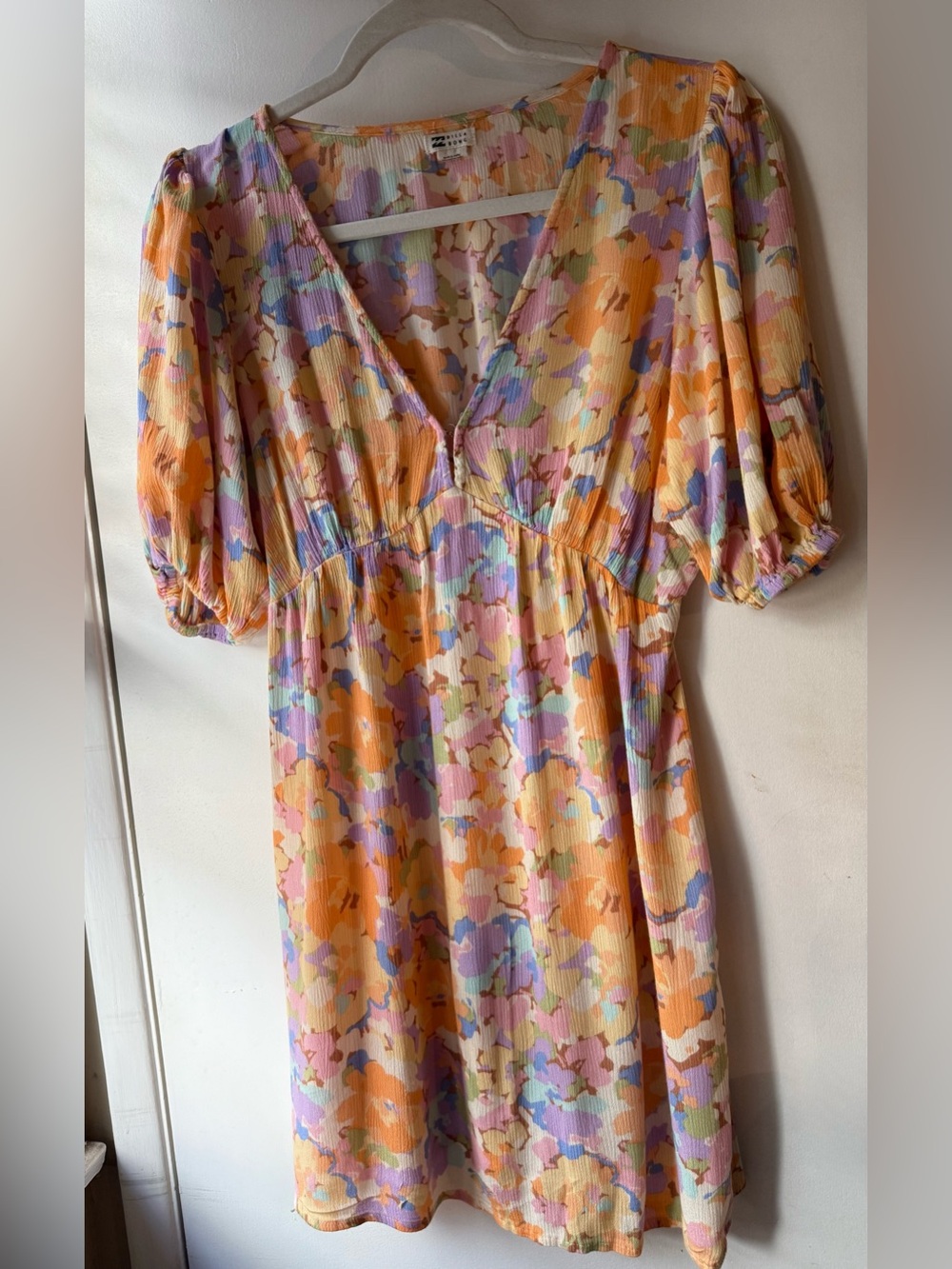 Billabong Floral Mini Dress in Orange, Purple, Pink